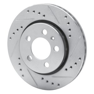 Audi TT Quattro Brake Rotor (1) - Rear Right - R1 Concepts - Drilled & Slotted - Silver - `00-`06